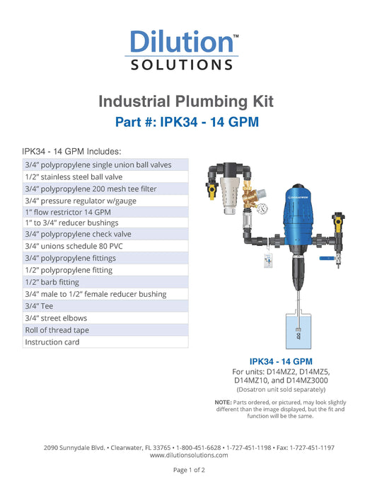 DOSATRON INSTALL KIT IPK34-14GPM